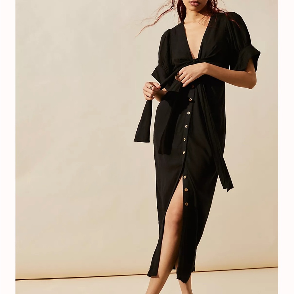 Small Free People Vintage Summer Midi Dress in Black